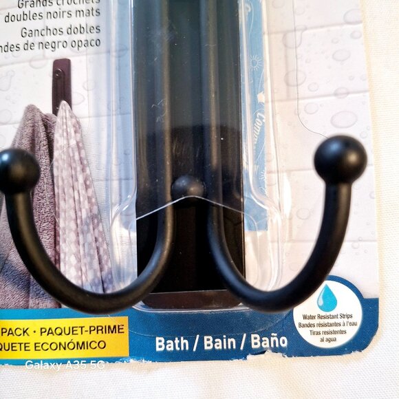 3M Command Large Matte Black Double Hooks Damage-Free Hanging Holds Up To 4 Lb W - Picture 4 of 7